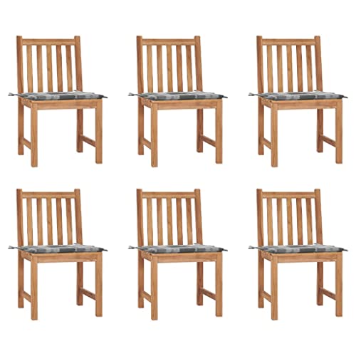 Gartenstühle 6 STK. mit Kissen, Gartenmöbel, Balkonstühle, Balkonmöbel, Bistrostuhl, Garten Stühle, Armlehnenstuhl, Massivholz Teak von Snsowed