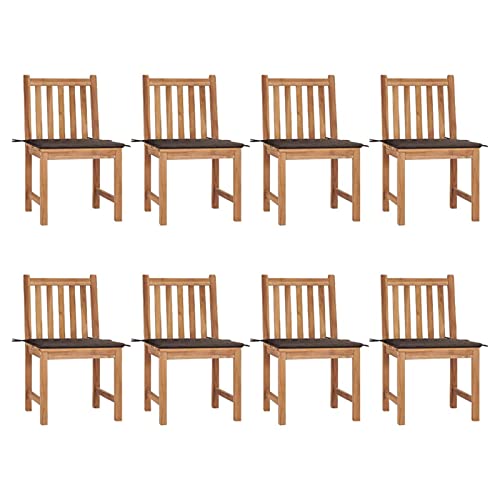Gartenstühle 8 STK. mit Kissen, Gartenmöbel, Balkonstühle, Hochlehner, Balkonmöbel, Bistrostuhl, Garten Stühle, Armlehnenstuhl, Massivholz Teak von Snsowed