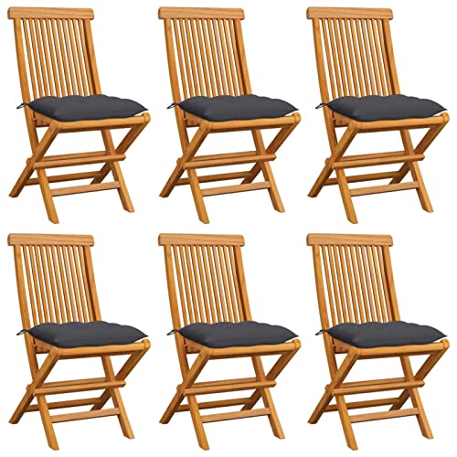 Gartenstühle mit Anthrazit Kissen, Gartenmöbel, Balkonstühle, Hochlehner, Balkonmöbel, Balkon Stuhl, Bistrostuhl, Garten Stühle, Armlehnenstuhl, 6 STK. Massivholz Teak Gartenstühle mit Anthrazit Kissen, Gartenmöbel, Balkonstühle, Hochlehner, Balkonmöbel, Balkon Stuhl, Bistrostuhl, Garten Stühle, Armlehnenstuhl, 6 STK. Massivholz Teak von Snsowed