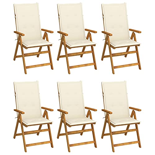 Klappbare Gartenstühle 6 STK. mit Auflagen, Gartenmöbel, Balkonstühle, Balkonmöbel, Balkon Stuhl, Bistrostuhl, Garten Stühle, Sit Möbel, Armlehnenstuhl, Massivholz Akazie von Snsowed