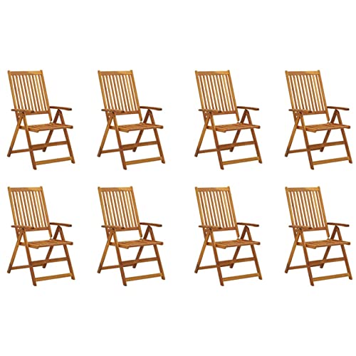 Klappbare Gartenstühle 8 STK. Gartenmöbel, Balkonstühle, Balkonmöbel, Bistrostuhl, Garten Stühle, Armlehnenstuhl, Massivholz Akazie von Snsowed