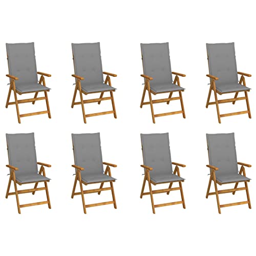 Klappbare Gartenstühle mit Kissen, Gartenmöbel, Balkonstühle, Chair Outdoor, Balkonmöbel, Bistrostuhl, Garten Stühle, Armlehnenstuhl, 8 STK. Massivholz Akazie von Snsowed