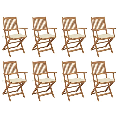 Klappbare Gartenstühle mit Kissen, Gartenmöbel, Balkonstühle, Chair Outdoor, Hochlehner, Balkonmöbel, Bistrostuhl, Garten Stühle, Sit Möbel, Armlehnenstuhl, 8 STK. Massivholz Akazie Klappbare Gartenstühle mit Kissen, Gartenmöbel, Balkonstühle, Chair Outdoor, Hochlehner, Balkonmöbel, Bistrostuhl, Garten Stühle, Sit Möbel, Armlehnenstuhl, 8 STK. Massivholz Akazie von Snsowed