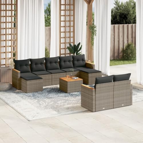 Snsowed 10-TLG. Garten-Sofagarnitur mit Kissen Grau Poly Rattan, Lounge Gartenmöbel Set, Möbelsets, Balkon Möbel, Gartenlounge, Gartensofa - 3226410 Snsowed 10-TLG. Garten-Sofagarnitur mit Kissen Grau Poly Rattan, Lounge Gartenmöbel Set, Möbelsets, Balkon Möbel, Gartenlounge, Gartensofa - 3226410 von Snsowed