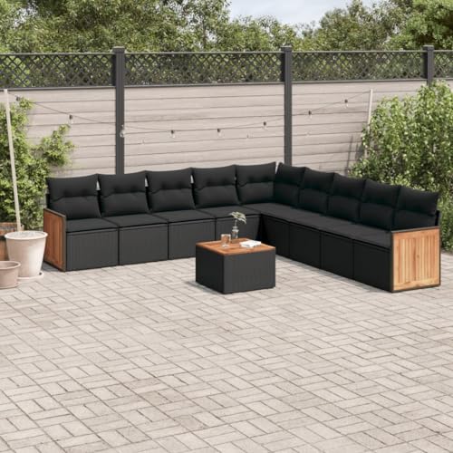 Snsowed 10-TLG. Garten-Sofagarnitur mit Kissen Schwarz Poly Rattan, Lounge Gartenmöbel Set, Möbelsets, Balkon Möbel, Gartenlounge, Gartensofa - 3260144 Snsowed 10-TLG. Garten-Sofagarnitur mit Kissen Schwarz Poly Rattan, Lounge Gartenmöbel Set, Möbelsets, Balkon Möbel, Gartenlounge, Gartensofa - 3260144 von Snsowed