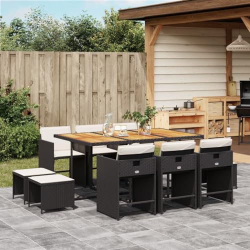 Snsowed 11-TLG. Garten-Essgruppe mit Kissen Schwarz Poly Rattan, Esstisch Mit Stühlen Set, Gartenmöbel Sitzgruppe, Balkon Möbel, Gartenlounge Set, Terrassenmöbel, Balkonmöbel Set - 3277922 Snsowed 11-TLG. Garten-Essgruppe mit Kissen Schwarz Poly Rattan, Esstisch Mit Stühlen Set, Gartenmöbel Sitzgruppe, Balkon Möbel, Gartenlounge Set, Terrassenmöbel, Balkonmöbel Set - 3277922 von Snsowed