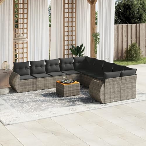 Snsowed 11-TLG. Garten-Sofagarnitur mit Kissen Grau Poly Rattan, Lounge Gartenmöbel Set, Möbelsets, Balkon Möbel, Gartenlounge, Gartensofa - 3225199 Snsowed 11-TLG. Garten-Sofagarnitur mit Kissen Grau Poly Rattan, Lounge Gartenmöbel Set, Möbelsets, Balkon Möbel, Gartenlounge, Gartensofa - 3225199 von Snsowed