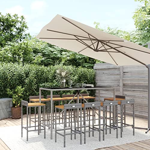 Snsowed 11-TLG. Gartenbar-Set, Outdoor Möbel Wetterfest, Bartisch Set, Gartenmöbel Set, Gartenbar Outdoor, Outdoor Bar, Grau Poly Rattan & Massivholz Akazie Snsowed 11-TLG. Gartenbar-Set, Outdoor Möbel Wetterfest, Bartisch Set, Gartenmöbel Set, Gartenbar Outdoor, Outdoor Bar, Grau Poly Rattan & Massivholz Akazie von Snsowed