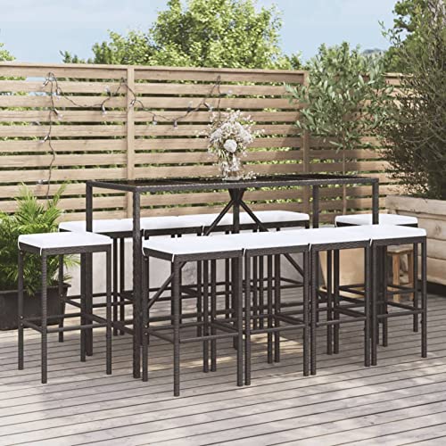 Snsowed 11-TLG. Gartenbar-Set mit Kissen, Outdoor Möbel Wetterfest, Bartisch Set, Gartenmöbel Set, Gartenbar Outdoor, Outdoor Bar, Schwarz Poly Rattan Snsowed 11-TLG. Gartenbar-Set mit Kissen, Outdoor Möbel Wetterfest, Bartisch Set, Gartenmöbel Set, Gartenbar Outdoor, Outdoor Bar, Schwarz Poly Rattan von Snsowed