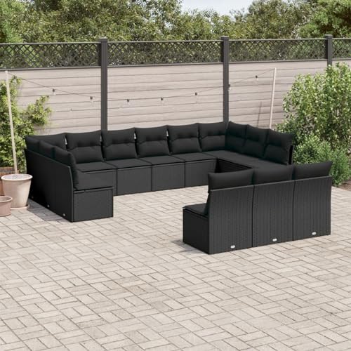 Snsowed 13-TLG. Garten-Sofagarnitur mit Kissen Schwarz Poly Rattan, Lounge Gartenmöbel Set, Möbelsets, Balkon Möbel, Gartenlounge, Gartensofa - 3218385 Snsowed 13-TLG. Garten-Sofagarnitur mit Kissen Schwarz Poly Rattan, Lounge Gartenmöbel Set, Möbelsets, Balkon Möbel, Gartenlounge, Gartensofa - 3218385 von Snsowed