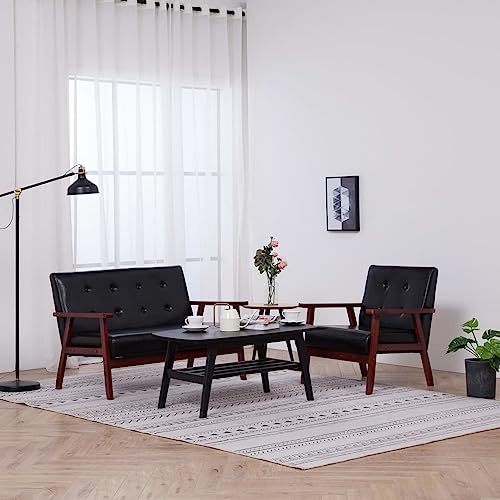 Snsowed 2-TLG. Sofagarnitur, Schlafsofa, Schlafcouch, Sofa Bed, Sofas & Couches, Relaxsofa, Schwarz Kunstleder von Snsowed