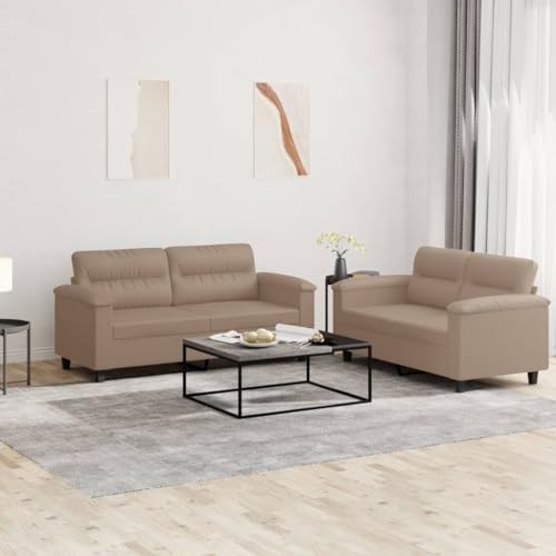 Snsowed 2-TLG. Sofagarnitur mit Kissen Cappuccino-Braun Kunstleder, Loungesofa, Sofas & Couches, Relaxsofa, Couch für Wohnzimmer, 3202366 von Snsowed