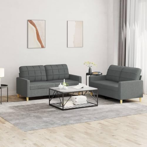 Snsowed 2-TLG. Sofagarnitur mit Kissen Dunkelgrau Stoff, Schlafsofa, Schlafcouch, Sofa Bed, Relaxsofa, Sofas & Couches 3201275 von Snsowed