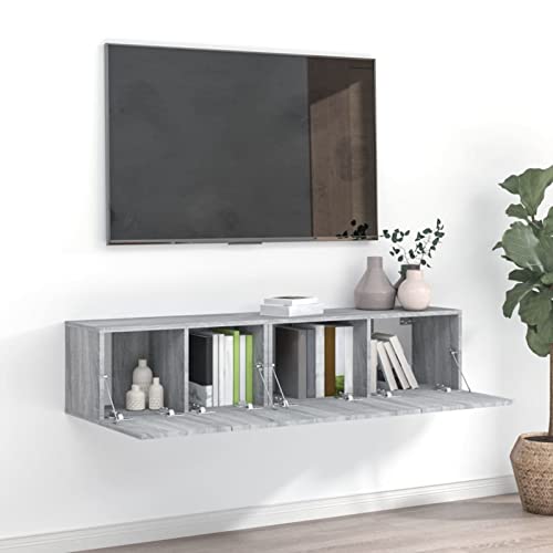 Snsowed 2-TLG. TV-Schrank-Set Grau Sonoma Holzwerkstoff, Wohnzimmer Möbel, Sideboard Wohnzimmer, Fernsehschrank, Tv Kommode, Tv Lowboard, Tv Möbel, Wohnwand - 3120279 von Snsowed
