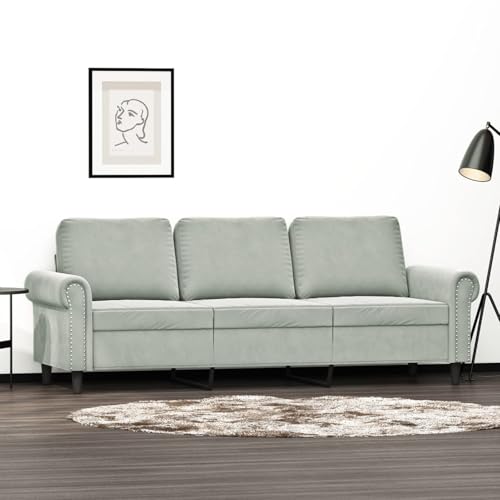 Snsowed 3-Sitzer-Sofa Hellgrau 180 cm Samt, Loungesofa, Sofas & Couches, Relaxsofa, Couch für Wohnzimmer - 359539 von Snsowed