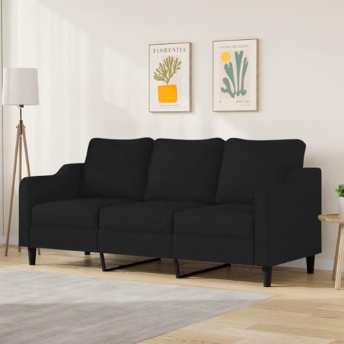 Snsowed 3-Sitzer-Sofa Schwarz 180 cm Stoff, Loungesofa, Sofas & Couches, Relaxsofa, Couch für Wohnzimmer, 359371 von Snsowed