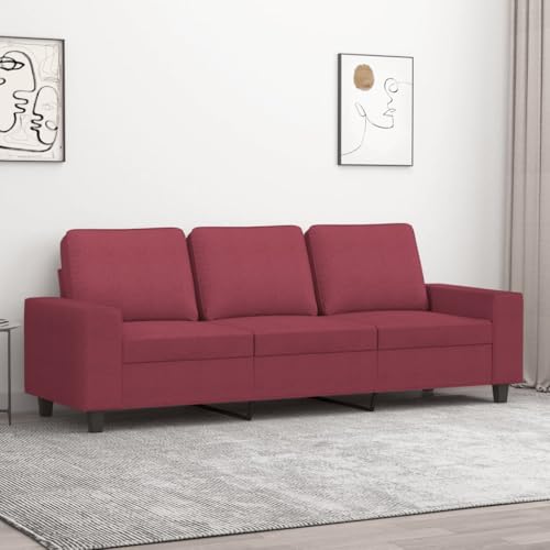 Snsowed 3-Sitzer-Sofa Weinrot 180 cm Stoff, Loungesofa, Sofas & Couches, Relaxsofa, Couch für Wohnzimmer, 359405 von Snsowed