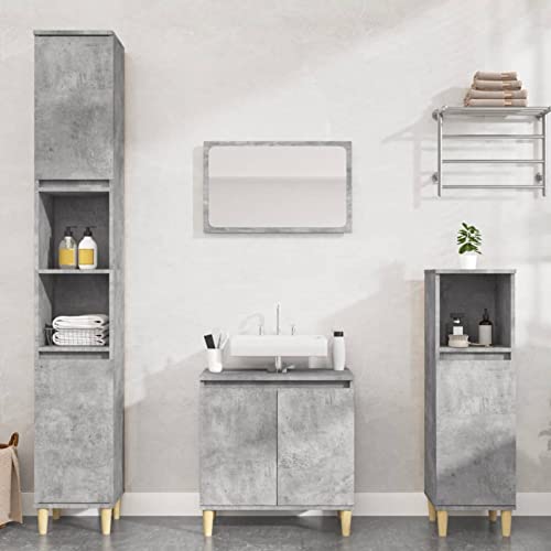 Snsowed 3-TLG. Badmöbel-Set, Badezimmerschrank, Badezimmermöbel Set, Badschrank, Bathroom Furniture Sets, Badmöbel, Bad Möbel Modern Set, Betongrau Holzwerkstoff von Snsowed