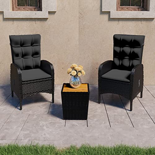 Snsowed 3-TLG. Bistro-Set, Bierzeltgarnitur, Gartenbar, Biertisch Bierbänke, Garten Möbel, Gartenmöbel Set, Balkonmöbel, Poly Rattan und Akazienholz Schwarz von Snsowed