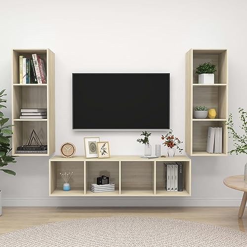 Snsowed 3-TLG. TV-Schrank-Set Sonoma-Eiche Holzwerkstoff, Wohnzimmer Möbel, Sideboard Wohnzimmer, Fernsehschrank, Tv Kommode, Tv Lowboard, Tv Möbel, Wohnwand - 3079748 Snsowed 3-TLG. TV-Schrank-Set Sonoma-Eiche Holzwerkstoff, Wohnzimmer Möbel, Sideboard Wohnzimmer, Fernsehschrank, Tv Kommode, Tv Lowboard, Tv Möbel, Wohnwand - 3079748 von Snsowed
