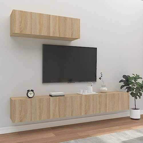 Snsowed 3-TLG. TV-Schrank-Set Sonoma-Eiche Holzwerkstoff, Wohnzimmer Möbel, Sideboard Wohnzimmer, Fernsehschrank, Tv Kommode, Tv Lowboard, Tv Möbel, Wohnwand Snsowed 3-TLG. TV-Schrank-Set Sonoma-Eiche Holzwerkstoff, Wohnzimmer Möbel, Sideboard Wohnzimmer, Fernsehschrank, Tv Kommode, Tv Lowboard, Tv Möbel, Wohnwand von Snsowed