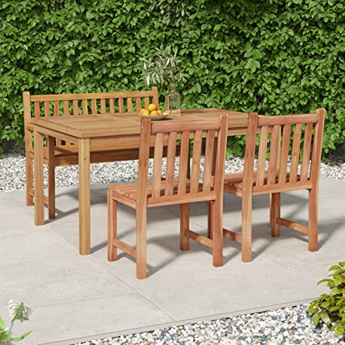 Snsowed 4-TLG. Garten-Essgruppe Massivholz Teak, Esstisch Mit Stühlen Set, Gartenmöbel Sitzgruppe, Balkon Möbel, Gartenlounge Set, Terrassenmöbel, Balkonmöbel Set - 3157154 von Snsowed