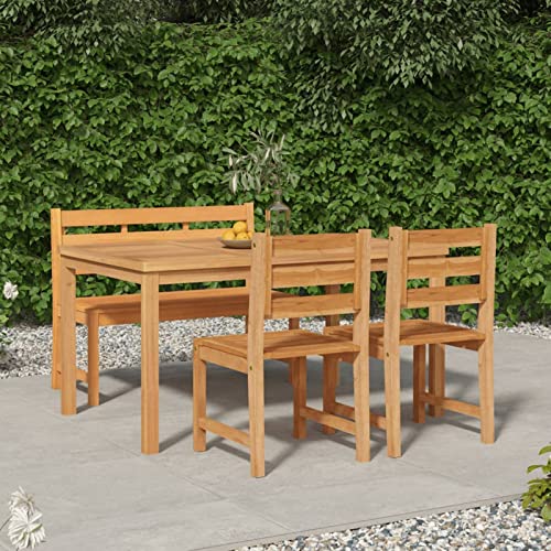 Snsowed 4-TLG. Garten-Essgruppe Massivholz Teak, Esstisch Mit Stühlen Set, Gartenmöbel Sitzgruppe, Balkon Möbel, Gartenlounge Set, Terrassenmöbel, Balkonmöbel Set - 3157197 von Snsowed