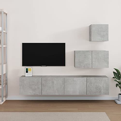 Snsowed 4-TLG. TV-Schrank-Set Betongrau Holzwerkstoff, Wohnzimmer Möbel, Sideboard Wohnzimmer, Fernsehschrank, Tv Kommode, Tv Lowboard, Tv Möbel, Wohnwand - 3114641 Snsowed 4-TLG. TV-Schrank-Set Betongrau Holzwerkstoff, Wohnzimmer Möbel, Sideboard Wohnzimmer, Fernsehschrank, Tv Kommode, Tv Lowboard, Tv Möbel, Wohnwand - 3114641 von Snsowed