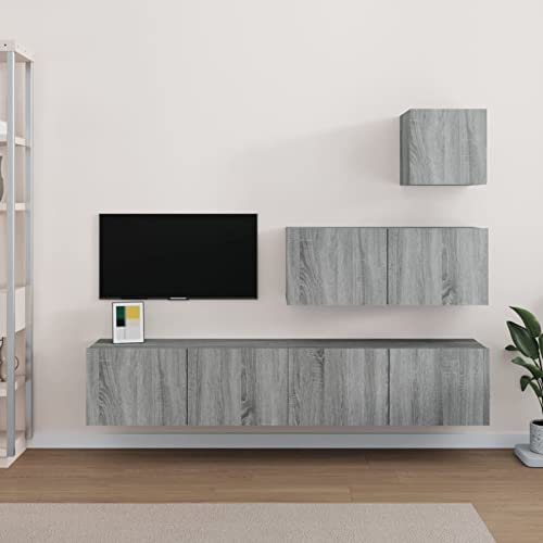 Snsowed 4-TLG. TV-Schrank-Set Grau Sonoma Holzwerkstoff, Wohnzimmer Möbel, Sideboard Wohnzimmer, Fernsehschrank, Tv Kommode, Tv Lowboard, Tv Möbel, Wohnwand - 3114652 Snsowed 4-TLG. TV-Schrank-Set Grau Sonoma Holzwerkstoff, Wohnzimmer Möbel, Sideboard Wohnzimmer, Fernsehschrank, Tv Kommode, Tv Lowboard, Tv Möbel, Wohnwand - 3114652 von Snsowed