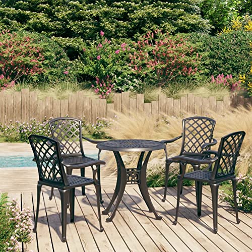Snsowed 5-TLG. Bistro-Set, Balkonmöbel, Balkon Möbel, Balkon Sitzgruppe, Gartenmöbel, Sitzecke Garten, Terrassen Möbel, Balkonset, Aluminiumguss Schwarz von Snsowed