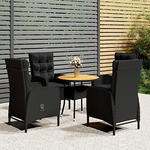 Snsowed 5-TLG. Garten-Bistro-Set, Bierzeltgarnitur, Gartenbar, Biertisch Bierbänke, Garten Möbel, Gartenmöbel Set, Balkonmöbel, Poly Rattan Schwarz von Snsowed