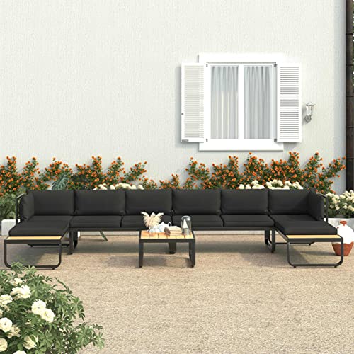 Snsowed 5-TLG. Garten-Ecksofa-Set mit Auflagen, Lounge Sofa Outdoor, Garten Loungemöbel Set, Gartensofa, Gartenlounge, Balkon Set Möbel, Aluminium und WPC von Snsowed