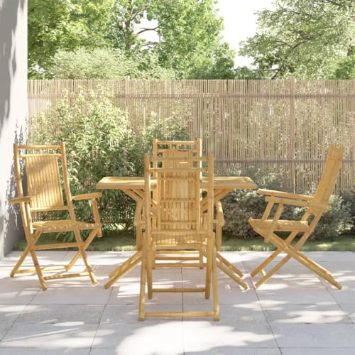 Snsowed 5-TLG. Garten-Essgruppe Bambus, Esstisch Mit Stühlen Set, Gartenmöbel Sitzgruppe, Balkon Möbel, Gartenlounge Set, Terrassenmöbel, Balkonmöbel Set - 3278529 von Snsowed