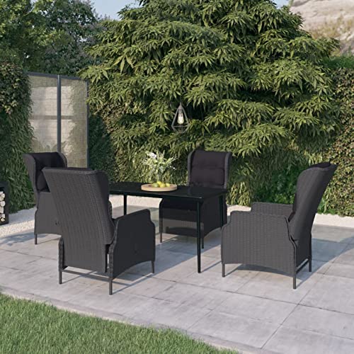 Snsowed 5-TLG. Garten-Essgruppe Dunkelgrau, Esstisch Mit Stühlen Set, Gartenmöbel Sitzgruppe, Balkon Möbel, Gartenlounge Set, Terrassenmöbel, Balkonmöbel Set - 3099657 von Snsowed