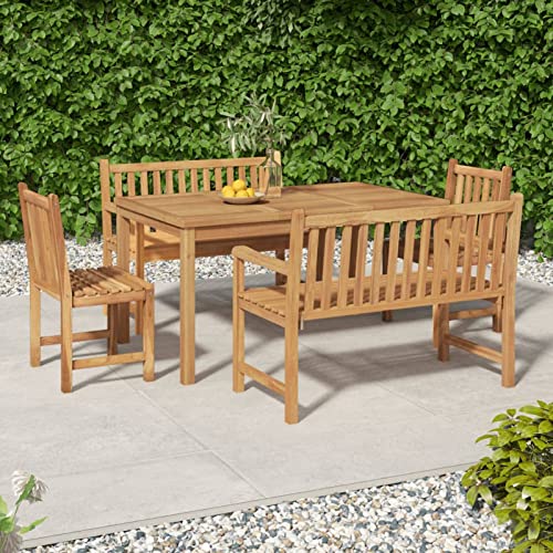Snsowed 5-TLG. Garten-Essgruppe Massivholz Teak, Esstisch Mit Stühlen Set, Gartenmöbel Sitzgruppe, Balkon Möbel, Gartenlounge Set, Terrassenmöbel, Balkonmöbel Set - 3157155 von Snsowed