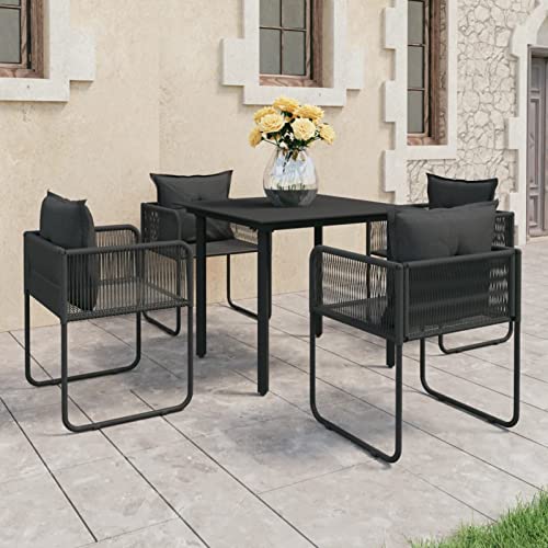 Snsowed 5-TLG. Garten-Essgruppe PVC Rattan Schwarz, Esstisch Mit Stühlen Set, Gartenmöbel Sitzgruppe, Balkon Möbel, Gartenlounge Set, Terrassenmöbel, Balkonmöbel Set - 3060095 Snsowed 5-TLG. Garten-Essgruppe PVC Rattan Schwarz, Esstisch Mit Stühlen Set, Gartenmöbel Sitzgruppe, Balkon Möbel, Gartenlounge Set, Terrassenmöbel, Balkonmöbel Set - 3060095 von Snsowed