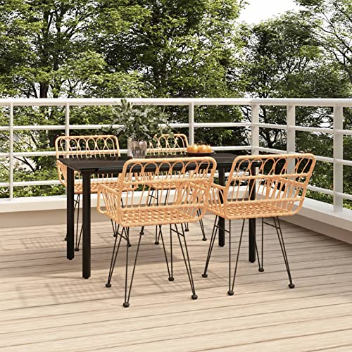 Snsowed 5-TLG. Garten-Essgruppe Poly Rattan, Esstisch Mit Stühlen Set, Gartenmöbel Sitzgruppe, Balkon Möbel, Gartenlounge Set, Terrassenmöbel, Balkonmöbel Set - 3157861 von Snsowed