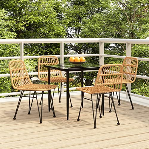 Snsowed 5-TLG. Garten-Essgruppe Poly Rattan, Esstisch Mit Stühlen Set, Gartenmöbel Sitzgruppe, Balkon Möbel, Gartenlounge Set, Terrassenmöbel, Balkonmöbel Set - 3157874 von Snsowed