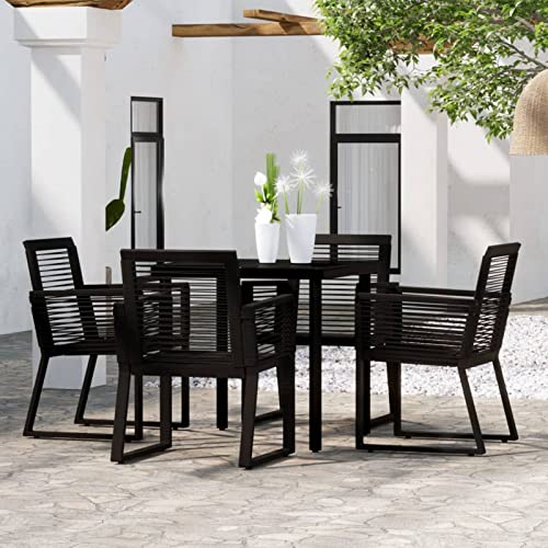 Snsowed 5-TLG. Garten-Essgruppe Schwarz, Esstisch Mit Stühlen Set, Gartenmöbel Sitzgruppe, Balkon Möbel, Gartenlounge Set, Terrassenmöbel, Balkonmöbel Set - 3099150 von Snsowed
