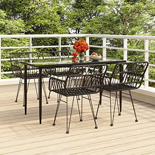 Snsowed 5-TLG. Garten-Essgruppe Schwarz Poly Rattan, Esstisch Mit Stühlen Set, Gartenmöbel Sitzgruppe, Balkon Möbel, Gartenlounge Set, Terrassenmöbel, Balkonmöbel Set - 3157854 von Snsowed