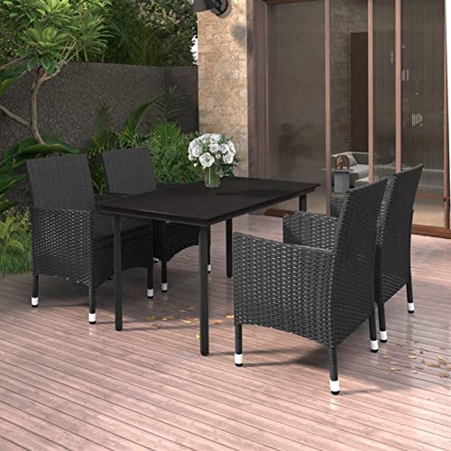 Snsowed 5-TLG. Garten-Essgruppe mit Auflagen Poly Rattan und Glas, Esstisch Mit Stühlen Set, Gartenmöbel Sitzgruppe, Balkon Möbel, Gartenlounge Set, Terrassenmöbel, Balkonmöbel Set - 3099687 Snsowed 5-TLG. Garten-Essgruppe mit Auflagen Poly Rattan und Glas, Esstisch Mit Stühlen Set, Gartenmöbel Sitzgruppe, Balkon Möbel, Gartenlounge Set, Terrassenmöbel, Balkonmöbel Set - 3099687 von Snsowed