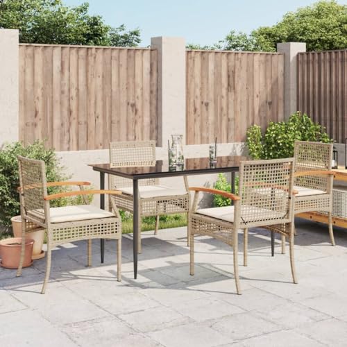 Snsowed 5-TLG. Garten-Essgruppe mit Kissen Beige Poly Rattan, Esstisch Mit Stühlen Set, Gartenmöbel Sitzgruppe, Balkon Möbel, Gartenlounge Set, Terrassenmöbel, Balkonmöbel Set - 3213626 Snsowed 5-TLG. Garten-Essgruppe mit Kissen Beige Poly Rattan, Esstisch Mit Stühlen Set, Gartenmöbel Sitzgruppe, Balkon Möbel, Gartenlounge Set, Terrassenmöbel, Balkonmöbel Set - 3213626 von Snsowed