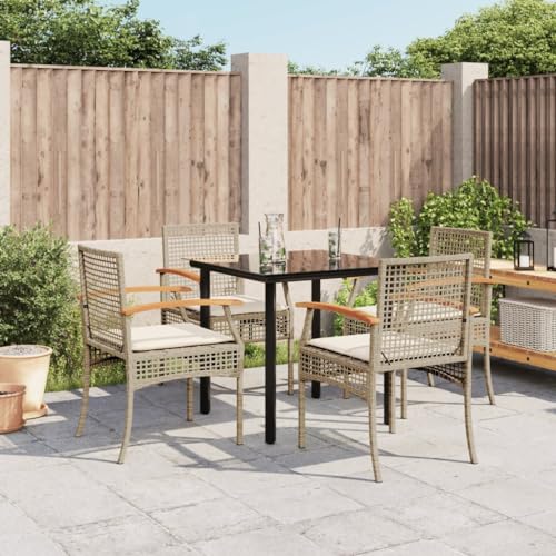 Snsowed 5-TLG. Garten-Essgruppe mit Kissen Beige Poly Rattan, Esstisch Mit Stühlen Set, Gartenmöbel Sitzgruppe, Balkon Möbel, Gartenlounge Set, Terrassenmöbel, Balkonmöbel Set - 3213632 Snsowed 5-TLG. Garten-Essgruppe mit Kissen Beige Poly Rattan, Esstisch Mit Stühlen Set, Gartenmöbel Sitzgruppe, Balkon Möbel, Gartenlounge Set, Terrassenmöbel, Balkonmöbel Set - 3213632 von Snsowed