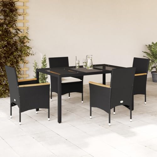 Snsowed 5-TLG. Garten-Essgruppe mit Kissen Schwarz Poly Rattan und Glas, Esstisch Mit Stühlen Set, Gartenmöbel Sitzgruppe, Balkon Möbel, Gartenlounge Set, Terrassenmöbel, Balkonmöbel Set - 3278647 Snsowed 5-TLG. Garten-Essgruppe mit Kissen Schwarz Poly Rattan und Glas, Esstisch Mit Stühlen Set, Gartenmöbel Sitzgruppe, Balkon Möbel, Gartenlounge Set, Terrassenmöbel, Balkonmöbel Set - 3278647 von Snsowed