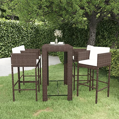 Snsowed 5-TLG. Gartenbar-Set mit Kissen, Gartenmöbel Sitzgruppe, Tisch Mit Stühlen Set, Sitzgruppe Garten, Outdoor Möbel, Poly Rattan Braun Snsowed 5-TLG. Gartenbar-Set mit Kissen, Gartenmöbel Sitzgruppe, Tisch Mit Stühlen Set, Sitzgruppe Garten, Outdoor Möbel, Poly Rattan Braun von Snsowed