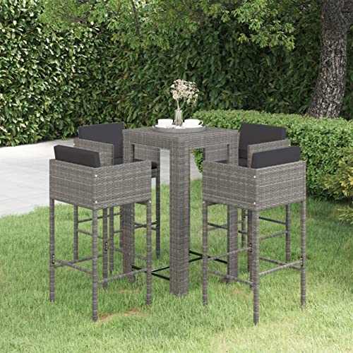 Snsowed 5-TLG. Gartenbar-Set mit Kissen, Outdoor Möbel, Gartenmöbel Sitzgruppe, Tisch Mit Stühlen Set, Sitzgruppe Garten, Dining Table Set, Poly Rattan Grau Snsowed 5-TLG. Gartenbar-Set mit Kissen, Outdoor Möbel, Gartenmöbel Sitzgruppe, Tisch Mit Stühlen Set, Sitzgruppe Garten, Dining Table Set, Poly Rattan Grau von Snsowed