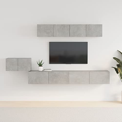 Snsowed 5-TLG. TV-Schrank-Set Betongrau Holzwerkstoff, Wohnzimmer Möbel, Sideboard Wohnzimmer, Fernsehschrank, Tv Kommode, Tv Lowboard, Tv Möbel, Wohnwand - 3114433 von Snsowed