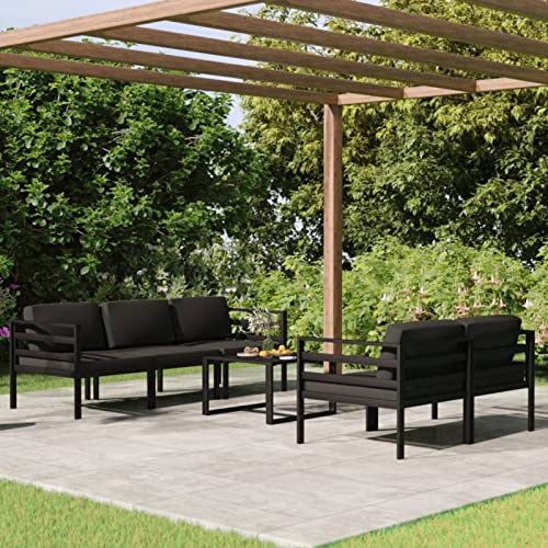 Snsowed 6-TLG. Garten-Lounge-Set mit Kissen Aluminium Anthrazit, Lounge Gartenmöbel Set, Terassenmöbel Wetterfest, Loungemöbel Terrasse, Gartenlounge, Garten Loungemöbel Set, 3107804 von Snsowed