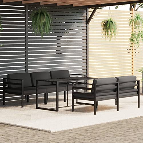 Snsowed 6-TLG. Garten-Lounge-Set mit Kissen Aluminium Anthrazit, Lounge Gartenmöbel Set, Terassenmöbel Wetterfest, Loungemöbel Terrasse, Gartenlounge, Garten Loungemöbel Set, 3115922 von Snsowed