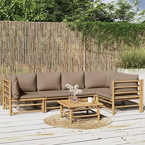 Snsowed 6-TLG. Garten-Lounge-Set mit Kissen Taupe Bambus, Lounge Gartenmöbel Set, Terassenmöbel Wetterfest, Loungemöbel Terrasse, Gartenlounge, Garten Loungemöbel Set, 3155137 Snsowed 6-TLG. Garten-Lounge-Set mit Kissen Taupe Bambus, Lounge Gartenmöbel Set, Terassenmöbel Wetterfest, Loungemöbel Terrasse, Gartenlounge, Garten Loungemöbel Set, 3155137 von Snsowed